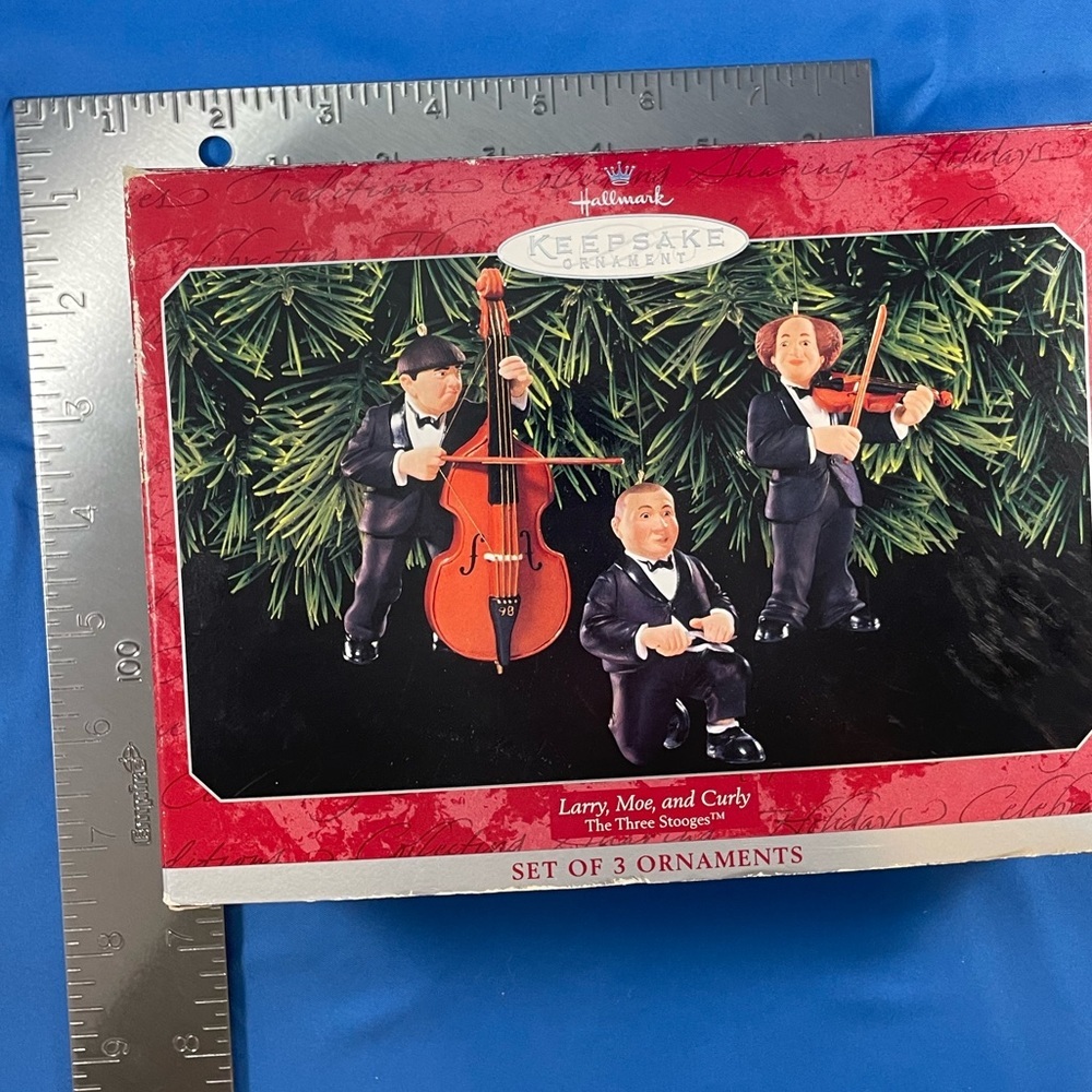 NWT 1998 Hallmark Keepsake The Three Stooges Larry, Moe, and Curly ornaments - Picture 12 of 14